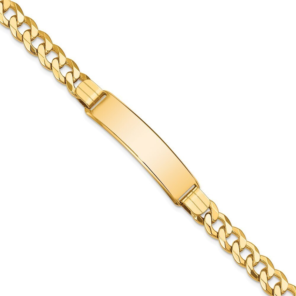 14k Yellow Gold Flat Curb Link Id Bracelet